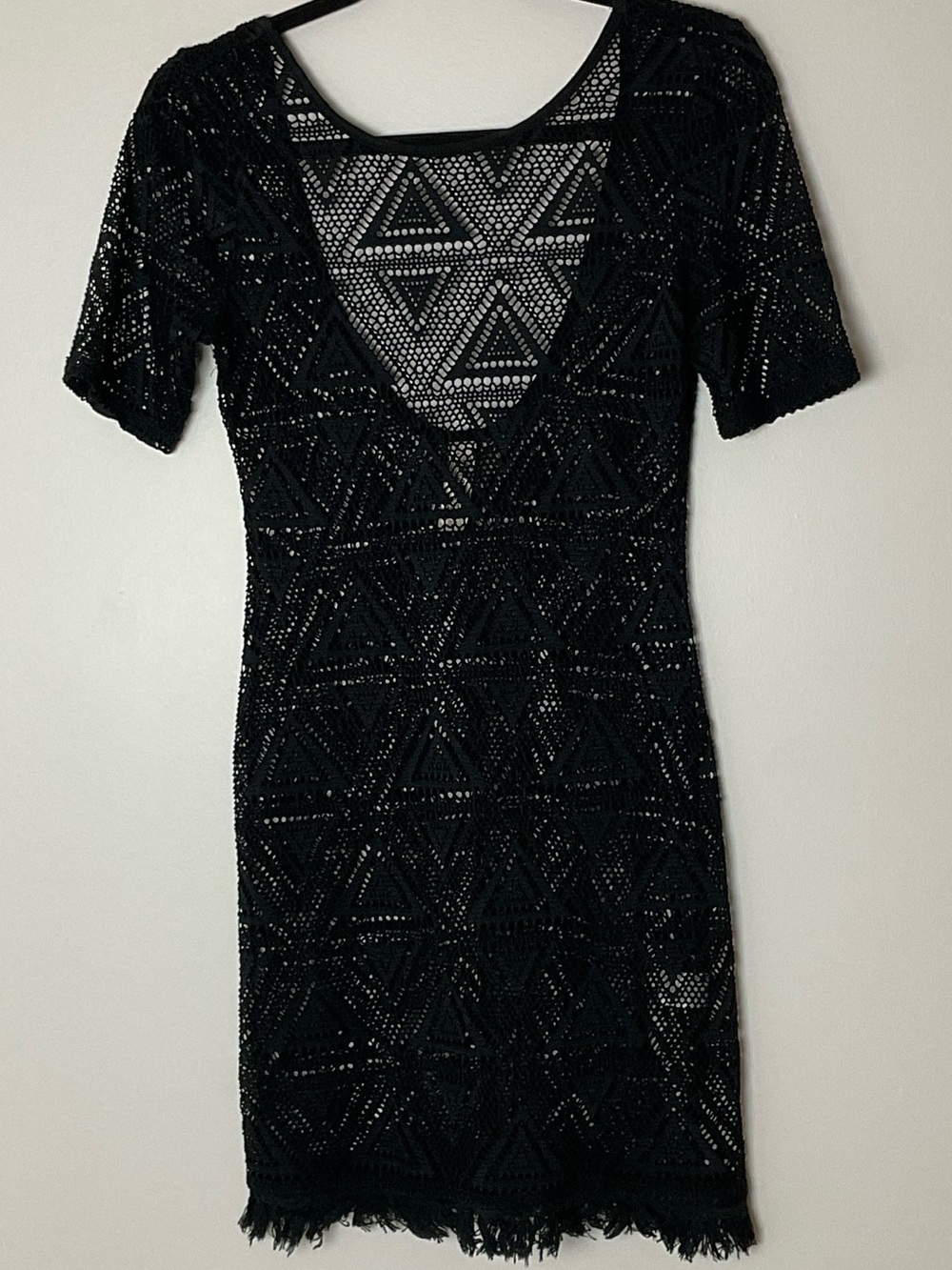 Miken Black Crochet Beach Cover-up Summer Swim Costal Resort Cruise Size Small